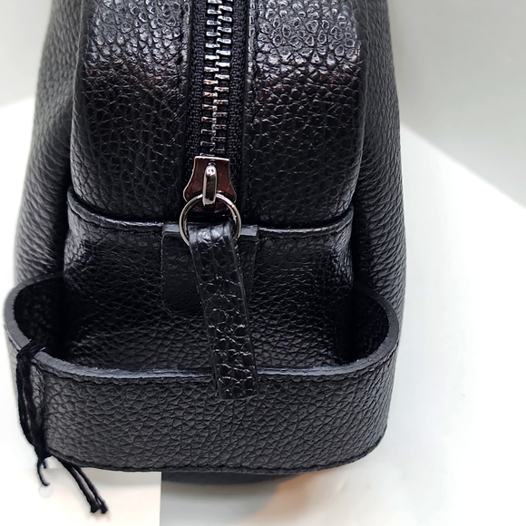 MASSEI, GENUINE LEATHER, MADE IN ITALY, MEN’S TOILETRY BAG, HAND MADE BLACK - Picture 6 of 16